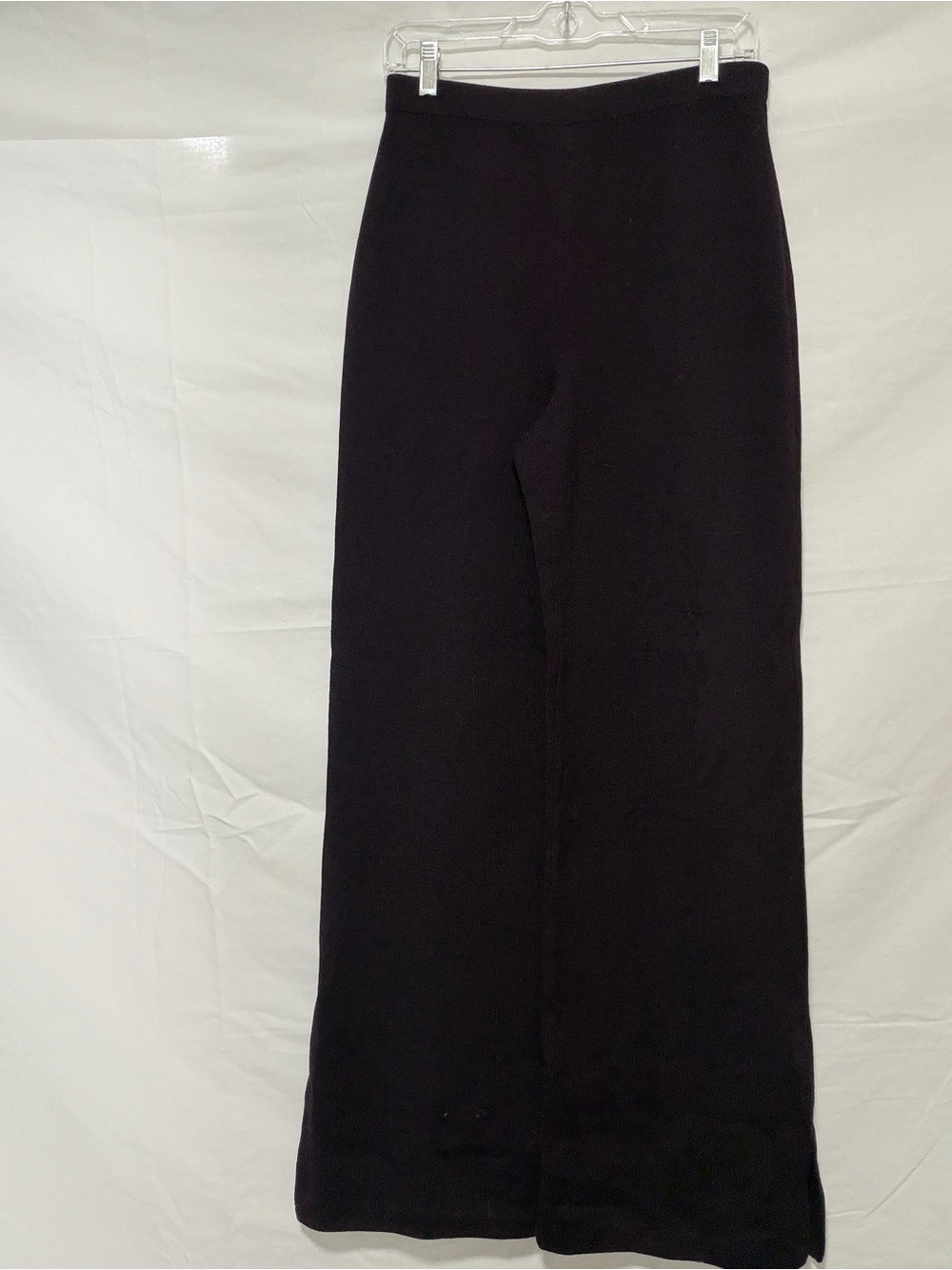 St. John Dark Plum Wide-Leg Knit Pants